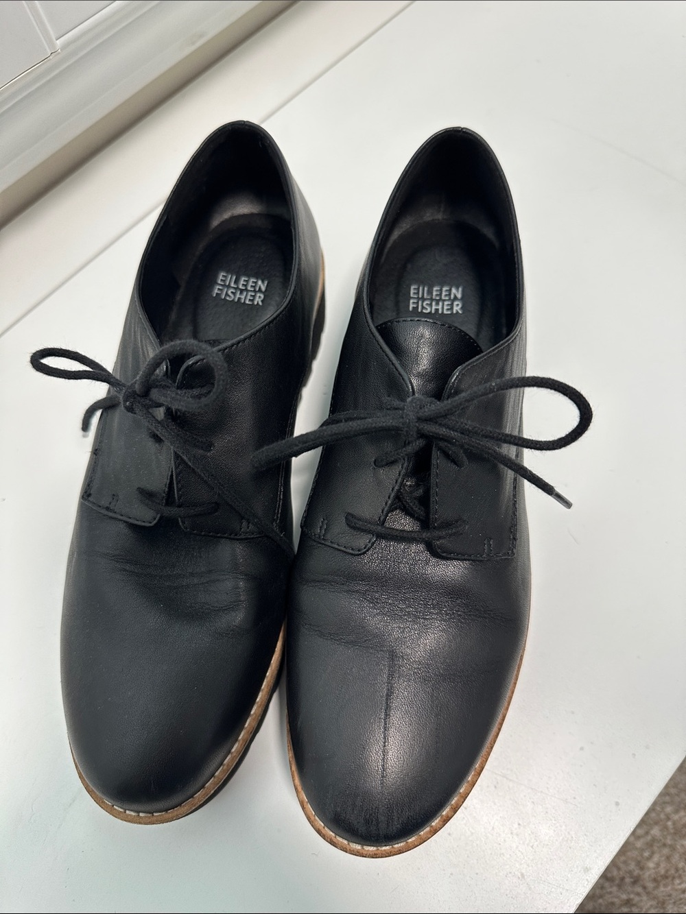 Eileen Fisher womens Eddy Derby Leather Lace-Up Oxford